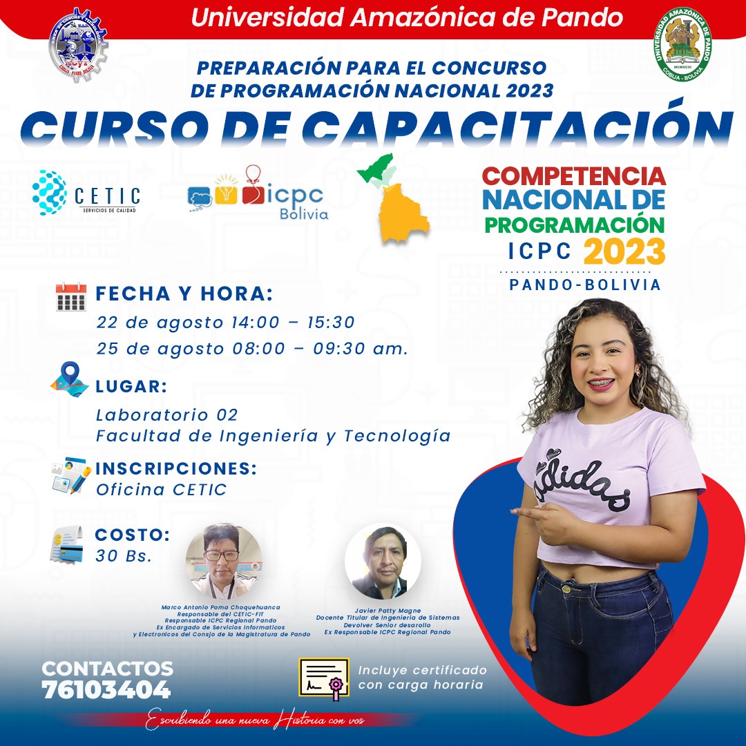 CURSO DE CAPACITACION - PREPARACION PARA EL CONCURSO DE PROGRAMACION NACIONAL ICPC-2023