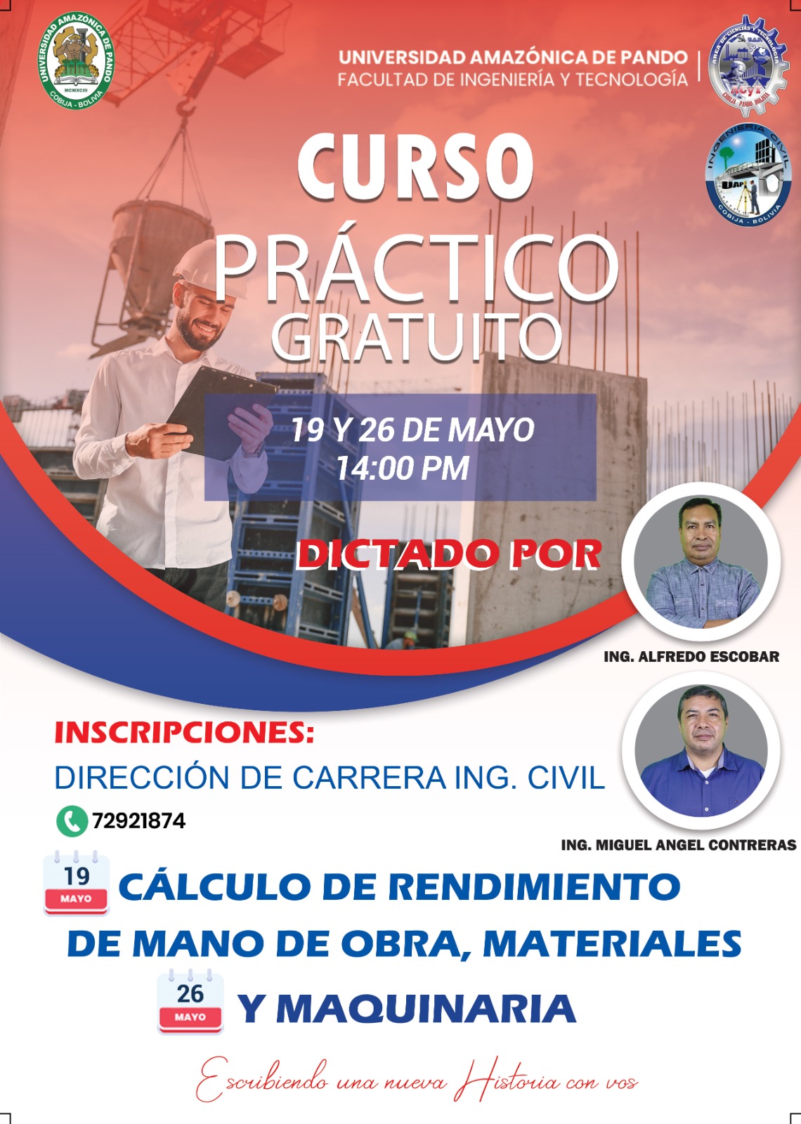 CURSO PRÁCTICO CÁLCULO DE RENDIMIENTO DE MANO DE OBRA, MATERIALES Y MAQUINARIA