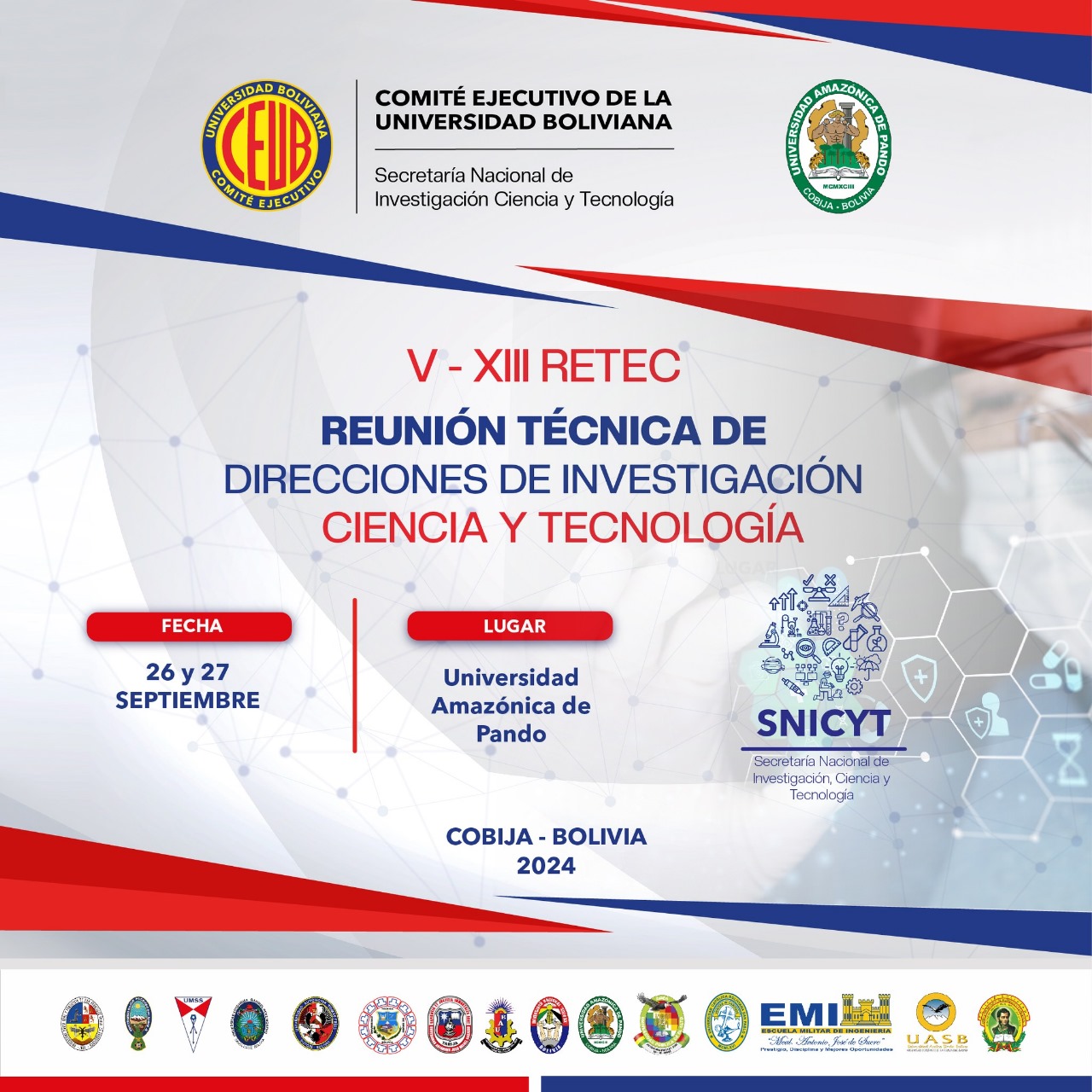 V-VIII RETEC REUNION TECNICA DE DIRECCIONES DE INVESTIGACION CIENCIA Y TECNOLOGIA